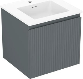 Mexen Rivel szafka łazienkowa 50 cm z umywalką Otis, 1 szuflada, ryflowana , grafit mat/biała mat - 91A20-05047-1-BF66-W18M01