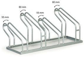 Stojak na rower na ziemi, dwie szerokości kół 55 i 80 mm, 4 miejsca