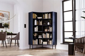 Narożny regał Skandica HORN z czarnymi nogami / granatowy