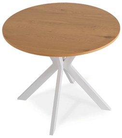 Stół Okrągły LAUREN 90 cm Dąb/Biały Skandynawski