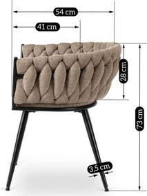 Krzesło Tapicerowane Plecione do Salonu EMPOLI Beżowe Nowoczesne Loft