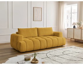 Musztardowa rozkładana/ze schowkiem sofa 251 cm Fuji – Bobochic Paris