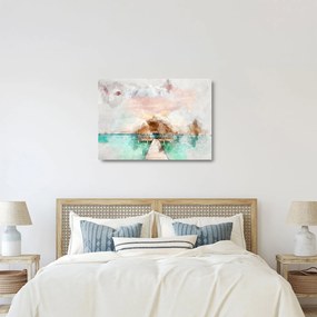 Obraz na szkle - Malediwy, drewniane molo (70x50 cm)