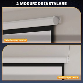 HOMCOM Ekran projekcyjny 189,5 x 189,5 cm 234 cm 1:1 HD 4K Rollo-ekran dla kina domowego dla kina domowego Prezentacje biurowe | Aosom PL