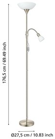 Szara lampa stojąca ze szklanym kloszem (wysokość 176,5 cm) UP 2 – EGLO