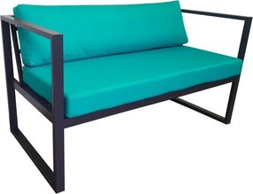 Zestaw mebli ogrodowych sofa + 2 fotele + stolik : Kolor Stelaża - Szary, Kolor tkaniny - Oxford Turkus, Typ tkaniny - Oxford