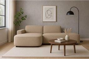 Narożnik modułowy CURSAL G lewostronny 271×166×73 cm – beżowy Raven 30, zaokrąglone leżanki, wolnostojący