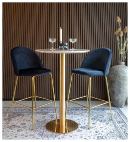 Okrągły stolik barowy z blatem w dekorze marmuru ø 70 cm Bolzano – House Nordic