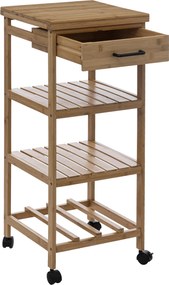 Mobilny regał kuchenny LINHA z szufladką i blatem, bambusowy