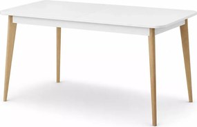 Rozkładany stół Amaril 140-180/80 z blatem z płyty laminowanej w kolorze biały połysk z dębem riviera lub dąb artisan z czarnym