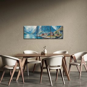 Obraz - Norweskie miasteczko (z zegarem) (90x30 cm)