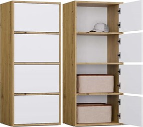 Komoda ALMA 4D | Dąb Artisan/Biel | 50x40x119 cm | 4 Półki