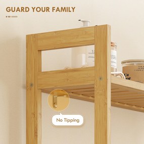 kleankin Regał łazienkowy Regał na toaletę, 3 półki, wodoodporny, 68 cm x 20 cm x 165 cm, Naturalny