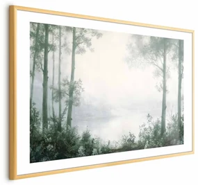 Plakat Lasek i staw 90x60 cm z ramą złotą z marginesem ARTGEIST B