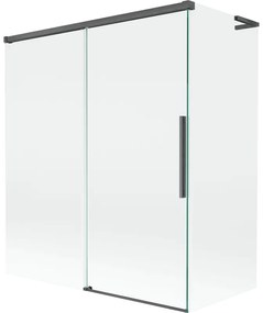Mexen Rox L parawan nawannowy 2-skrzydłowy rozsuwany 140 + 70 x 150 cm, transparent, gun gray szczotkowany - 8C9L-140-070-66-00
