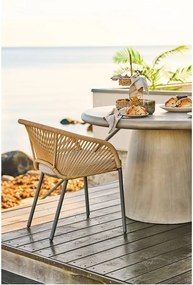 Beżowe metalowe tapicerowane krzesło ogrodowe Novella – House Nordic