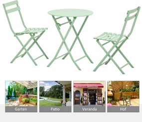 Outsunny 3-cz. zestaw ogrodowy, zestaw mebli balkonowych, stół bistro z 2 krzesłami do ogrodu, składany, jasnoniebieski