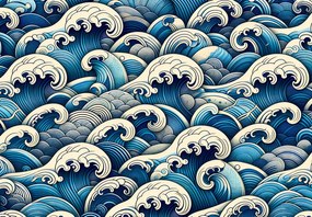Fototapeta - Niebieskie fale (196x136 cm)