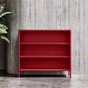 Niski regał metalowy czerwony Modern LUCA, 1000 x 900 x 350 mm