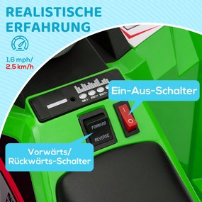 HOMCOM Elektryczny quad dla dzieci, 2,5 km/h, bieg przód &amp; tył, dla 18-36 miesięcy, Zielony