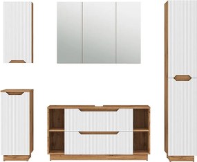 Zestaw mebli łazienkowych dąb/białe paski 119.2x35x62.5 lotta