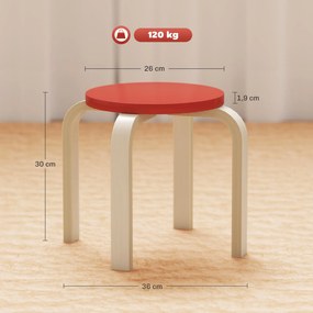 HOMCOM 4 składane stołki z filcowymi podkładkami, sklejka brzozowa, lakierowane, kolorowe