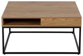 Stolik z blatem w dekorze dębu w ciemnym naturalnym kolorze 80x80 cm Willford – Actona