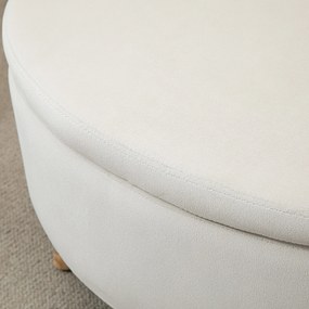 HOMCOM Ławka z miejscem do przechowywania, Hoker, owalny kształt, wygląd aksamitu, do 80 kg, 71 x 51,5 x 42 cm, Beżowy