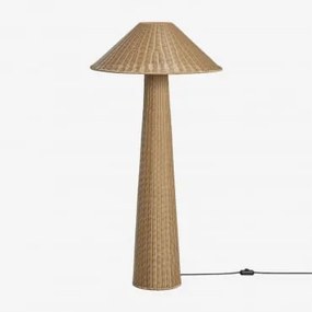 Lampa Stojąca Na Zewnątrz Z Rattanu Syntetycznego I Żelaza Ekain Natural Colour & Blk Frame - Sklum