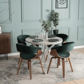 Stół Okrągły Rozkładany DORIAN 80-160 cm Kaszmir/Biały Nowoczesny