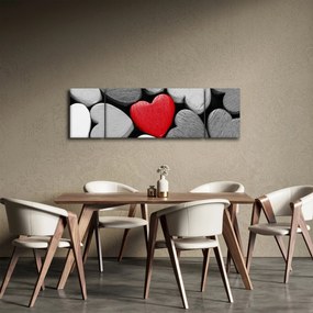 Obraz drewnianych serc (170x50 cm)