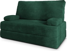 Masseno Sofa piankowa LADIA z funkcją spania, Kanapa z pianki, Bezmontażowa, Tkanina sztruksowa – Butelkowa zieleń TILIA 39
