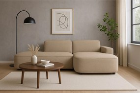 Narożnik modułowy CURSAL G prawostronny 271×166×73 cm – beżowy Raven 30, zaokrąglone leżanki, wolnostojący