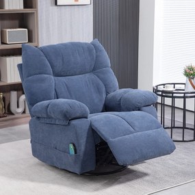 HOMCOM Fotel Masażer z Funkcją Ogrzewania i Leżenia, Obrotowy, do 150 kg, Konstrukcja Metalowa, 98x90x98cm, Niebieski | Aosom PL