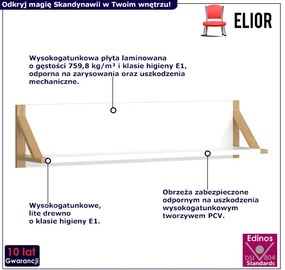 Biała minimalistyczna półka ścienna Jedris