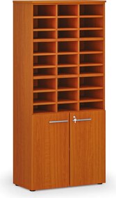 Regał sortujący PRIMO WOOD, 800 x 420 x 1781 mm, 27 przegród, czereśnia