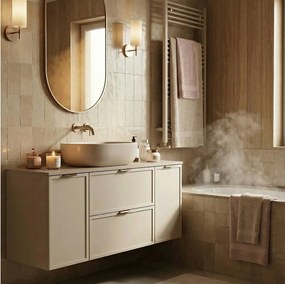 Kaszmirowa Szafka pod Umywalkę z Blatem 120cm 2D2S Fronty Ramka Roma