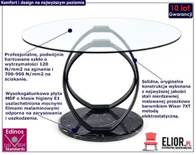 Okrągły szklany stół do salonu w kolorze czarnym Flux 5X