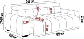 Sofa Kanapa BULL wolnostojąca w tkaninie EDEN 04 WERSAL