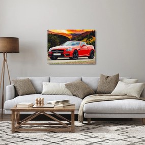 Obraz na szkle - czerwony Mercedes (70x50 cm)
