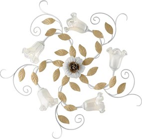 Lampa sufitowa z żelaza lakierowanego w kolorze postarzanej bieli z 5 światłami, wys. 17 x Ø80 cm, BL274-PL5-BCO