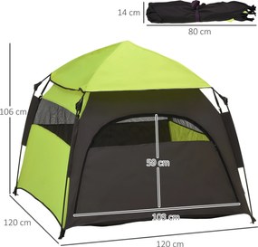 PawHut Namiot dla zwierząt, namiot dla psów na zewnątrz, 110 cm x 110 cm x 85 cm. Kotwy do zakotwiczenia + Torba transportowa. Zielony + Ciemnoszary