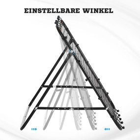 HOMCOM Football Rebounder do treningu, regulowany kąt, metalowa rurka, PE Tkanina 96 x 80 x 96 cm Czarny