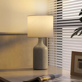 HOMCOM Lampa stołowa, lampka nocna biurkowa z ceramiczną podstawą, lnianym kloszem, 22x22x45 cm Piaskowy brąz+biały