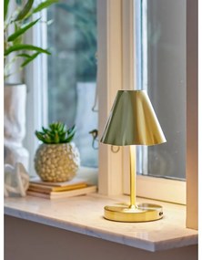 Lampa stołowa LED w kolorze mosiądzu z metalowym kloszem (wysokość 28 cm) Lianna – Bloomingville