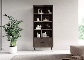 Regał Valeri – elegancki regał z szufladami i otwartymi półkami, nowoczesny design dąb dunin z czarnymi metalowymi akcentami