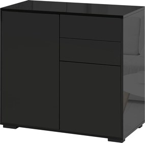 HOMCOM Kredens Komoda Kredens, 2 Szuflady, 2 Szafki, 105 cm x 40 cm x 76 cm, Czarny