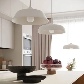 Biała lampa wisząca z metalowym kloszem loft - A640-Oliila