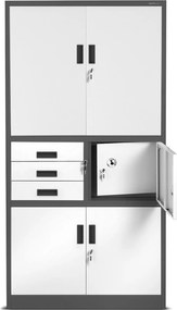 Biurowa szafa na akta z sejfem Filip II 90x40x185 cm antracyt/biały