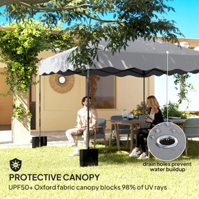 Outsunny Pawilon Pop-up 3 x 3 m, Pawilon ogrodowy z regulowaną wysokością, z Torbą na Kółkach, do Ogrodu, Tarasu, Metal, Tkanina, Jasnoszary